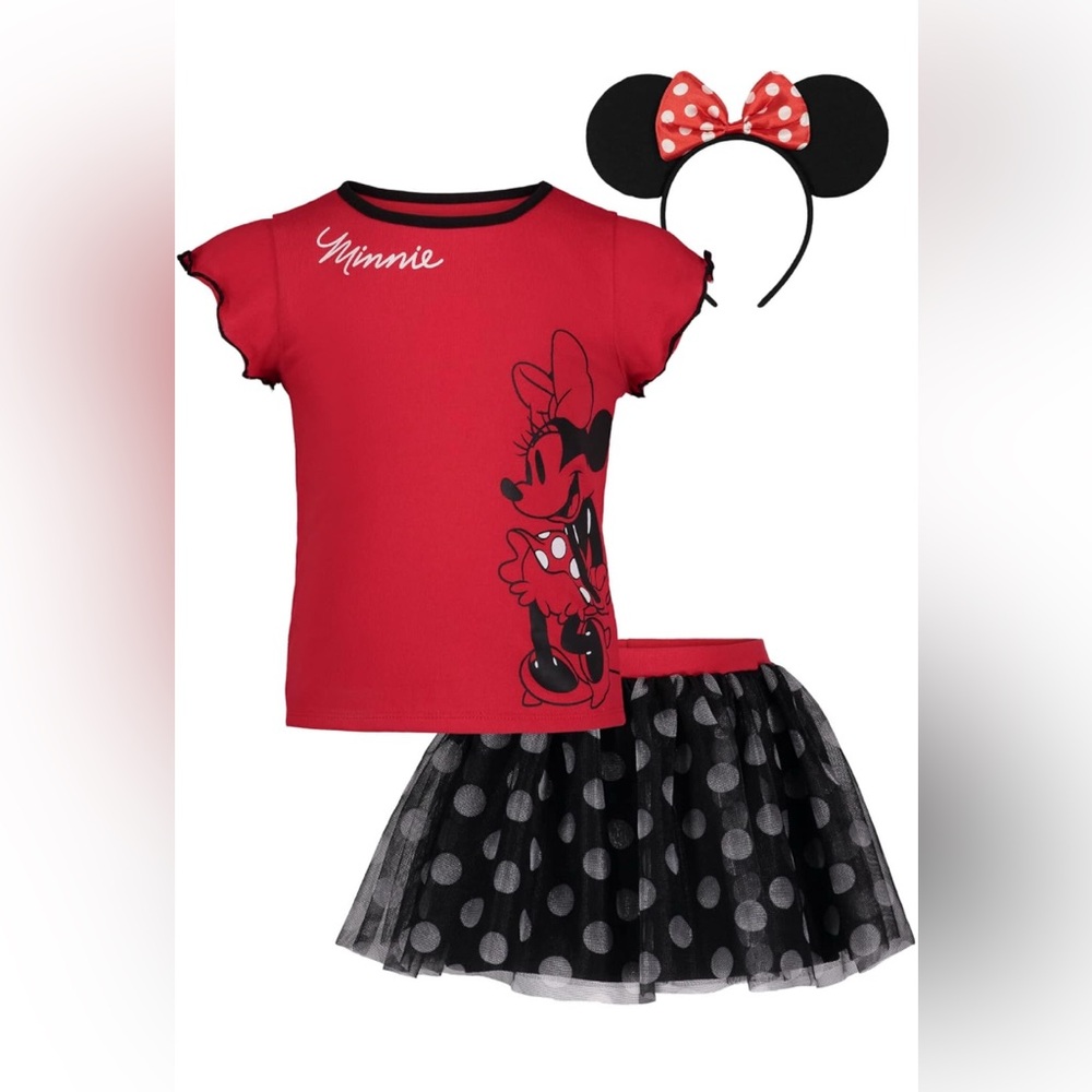 NWT DISNEY MINNIIE MOUSE GIRLS 3T COMPLETE 3pcs SET.